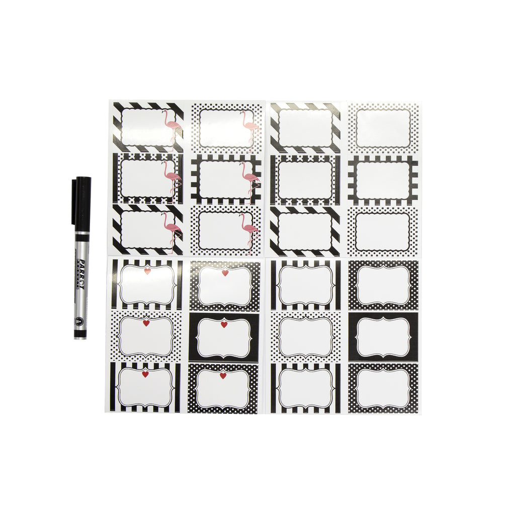 REGENT VINYL WRITE ON LABEL ASSORTED RECTANGULAR SHAPES, 25PK SET (INCLUDES 24 LABELS AND 1 PEN)