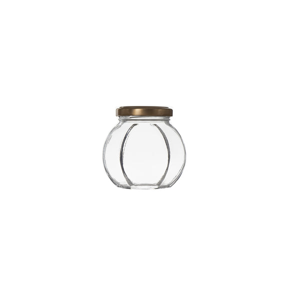 REGENT GLASS FACETED JAR WITH GOLD LID, 190ML (80X55X80MM)