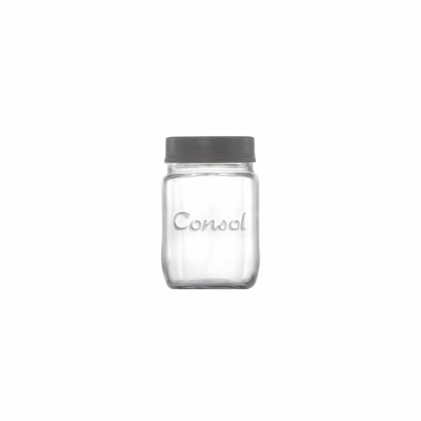 CONSOL JAR WITH NEW ASSORTED COLOURED LIDS, 500ML (118X100MM DIA)