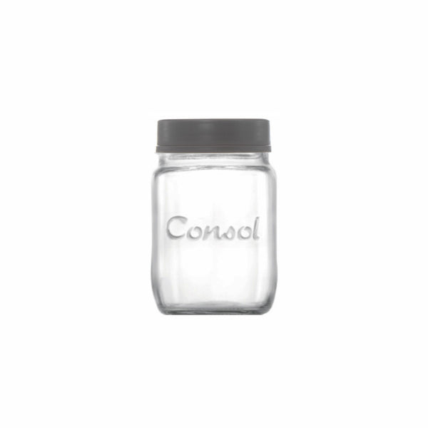 CONSOL JAR WITH NEW ASSORTED COLOURED LIDS, 1LT (167X102MM DIA)