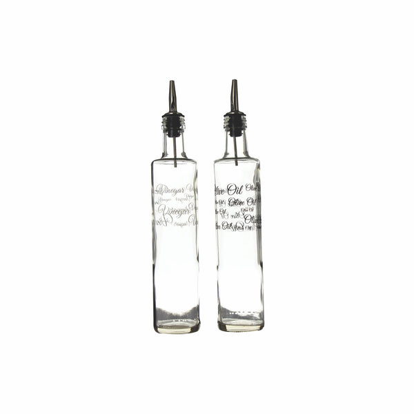 CONSOL ROUND OLIVE OIL & VINEGAR BOTTLES WITH POURERS PRINTED, 250ML (240X50MM DIA)