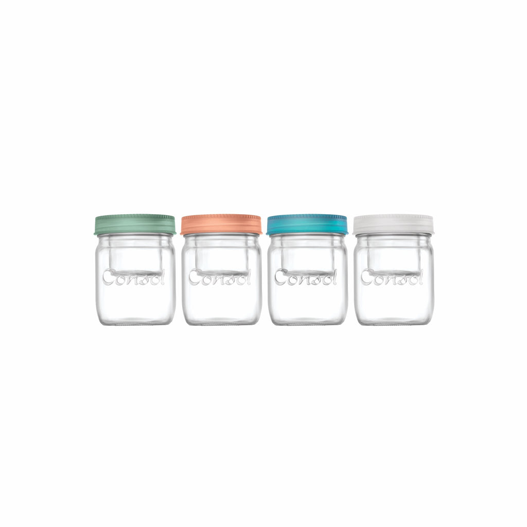 CONSOL JAR-IN-JAR WITH ASSORTED COLOURED LIDS, 500ML (115X90MM DIA)