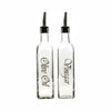 REGENT SQUARE OLIVE OIL & VINEGAR BOTTLES WITH POURERS AND GOLD PRINT, 500ML (262X74X74MM)