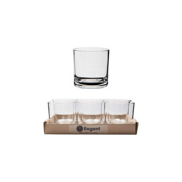REGENT WHISKEY GLASS TUMBLER 6 PACK TRAY, (265ML)