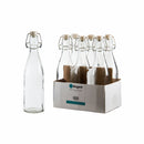 REGENT GLASS BOTTLES WITH WHITE CLIP TOP LIDS 6 PACK, 500ML (275MMX65MM DIA)