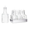 REGENT SQUARE GLASS OIL & VINEGAR BOTTLES W/WHITE PLASTIC POURERS 6 PACK, (200ML)