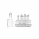 REGENT SQUARE GLASS OIL & VINEGAR BOTTLES W/WHITE PLASTIC POURERS 6 PACK, (200ML)