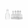 REGENT SQUARE GLASS OIL & VINEGAR BOTTLES W/WHITE PLASTIC POURERS 6 PACK, (200ML)