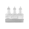 REGENT SQUARE GLASS OIL & VINEGAR BOTTLES W/WHITE PLASTIC POURERS 6 PACK, (200ML)
