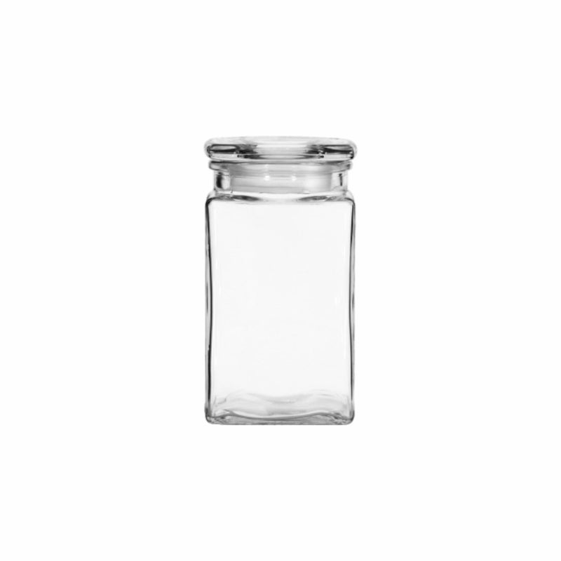 REGENT GLASS SLIM SQUARE JAR WITH GLASS LID, 1.6LT (190X100X100MM)