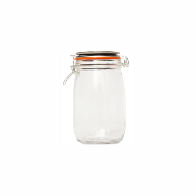 REGENT ROUND HERMETIC GLASS CANISTER WITH CLIP-SEAL METAL LID, 1LT (170X110MM DIA)