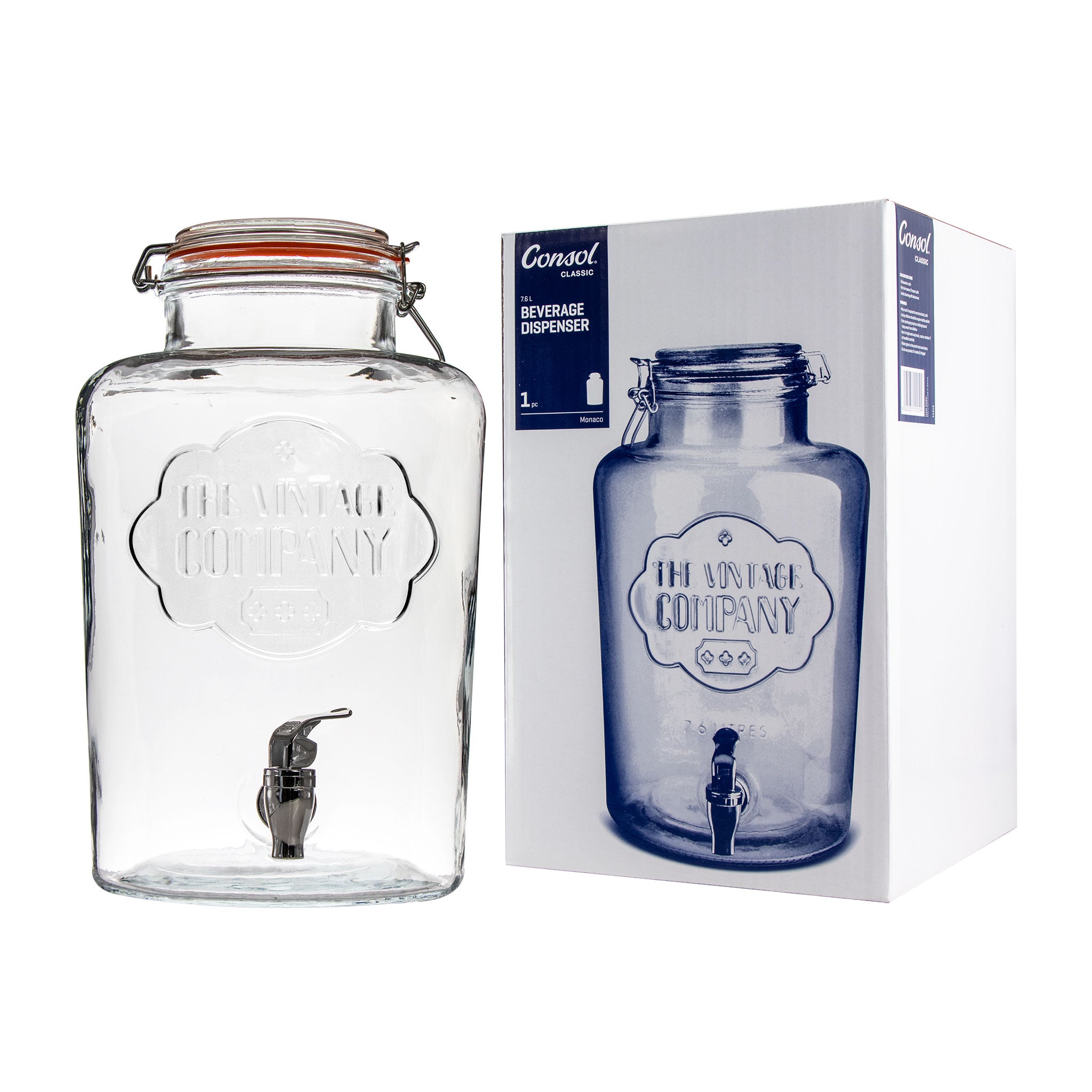 CONSOL BEVERAGE DISPENSER WITH CLIP-TOP LID, 7.6L