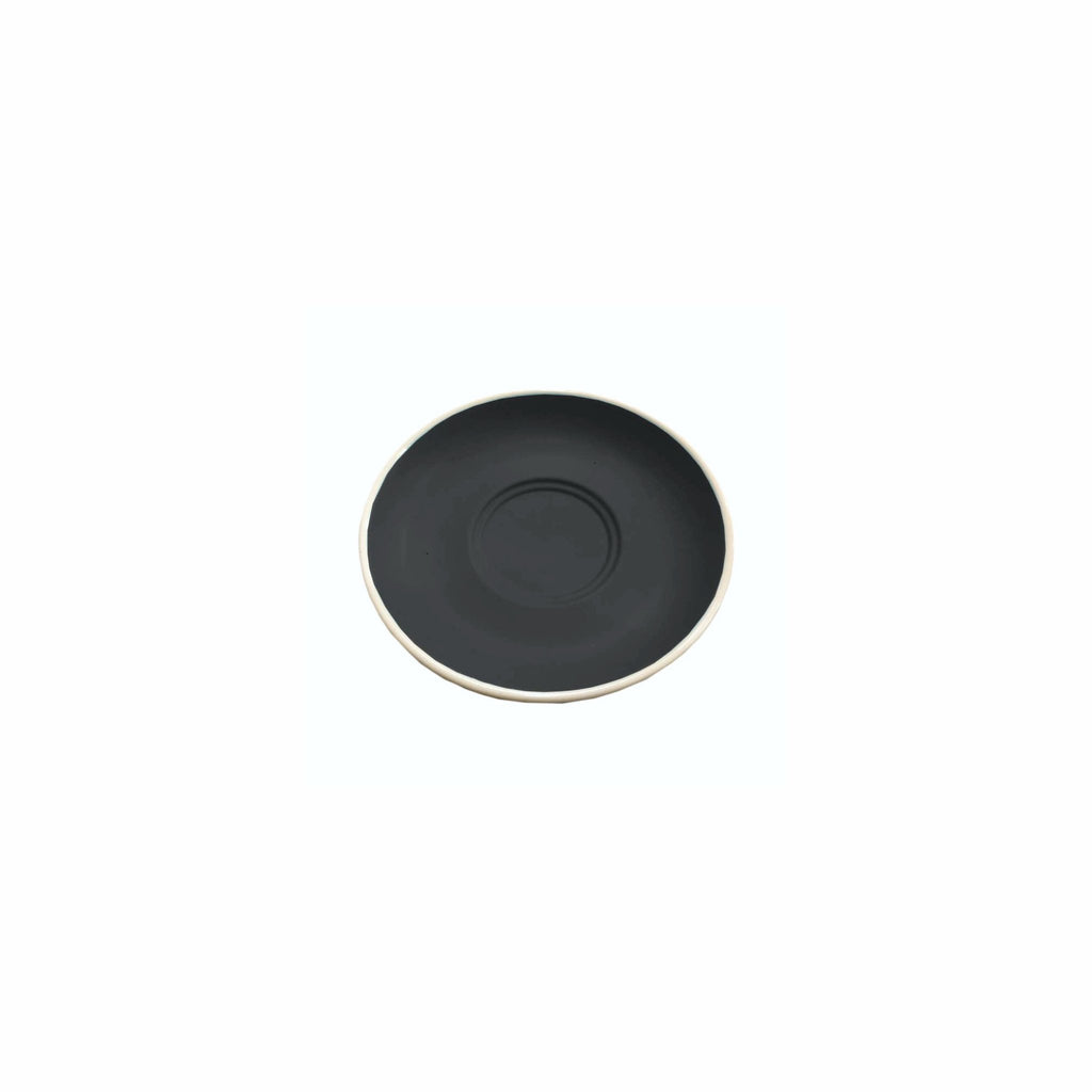 REGENT STONEWARE CAP. & LONG BLACK DOUBLE WELL SAUCER MATT BLACK, (140MM:D) EA.