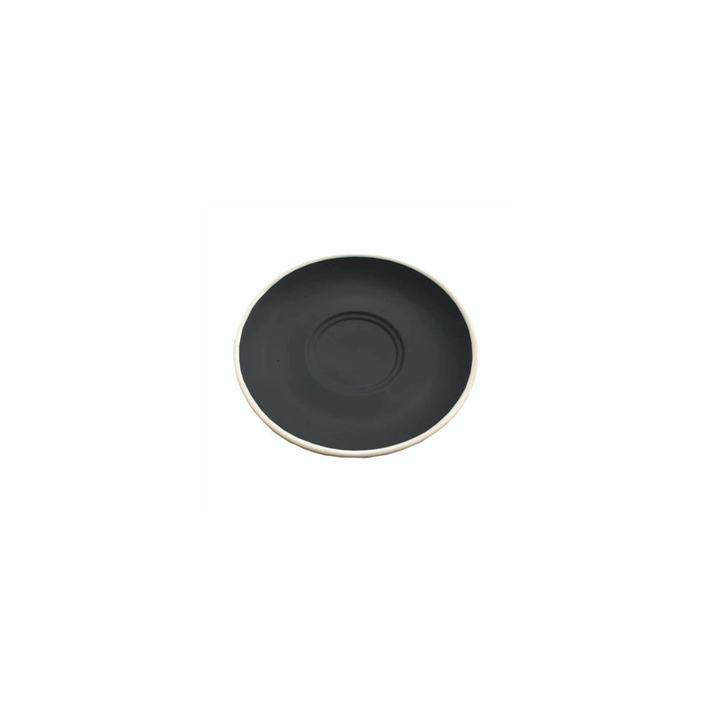 REGENT STONEWARE CAP. & LONG BLACK DOUBLE WELL SAUCER MATT BLACK, (140MM:D) EA.