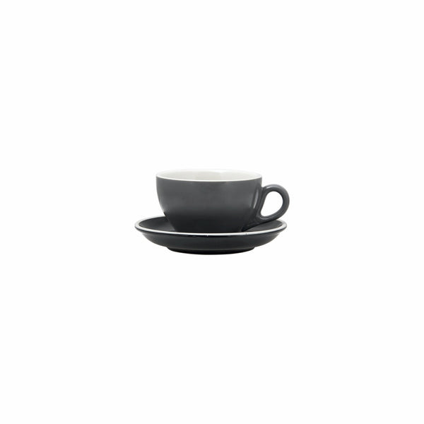 REGENT STONEWARE TEA CUP & SAUCER GREY GLOSS FINISH, 4 PIECE SET, (220ML | 140MM DIA)