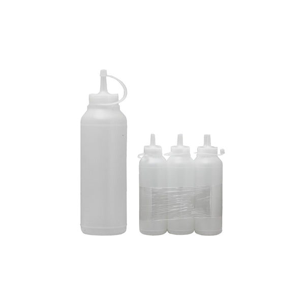 ROUND PLASTIC SAUCE BOTTLE WHITE 6 PACK, (500ML)