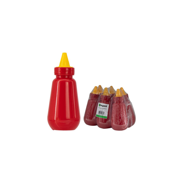 REGENT PLASTIC TEAR DROP SAUCE BOTTLE RED 6 PACK,  (250ML)