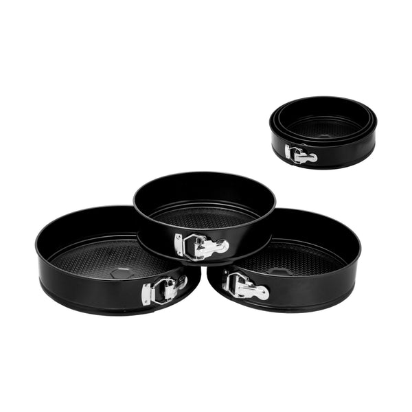 REGENT BAKEWARE SPRINGFORM ROUND NON STICK CAKE PANS 3PC SET, (235/255/275MM DIA)