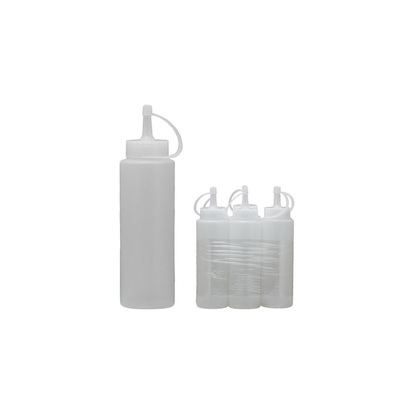 ROUND PLASTIC SAUCE BOTTLE WHITE 6 PACK, (250ML)