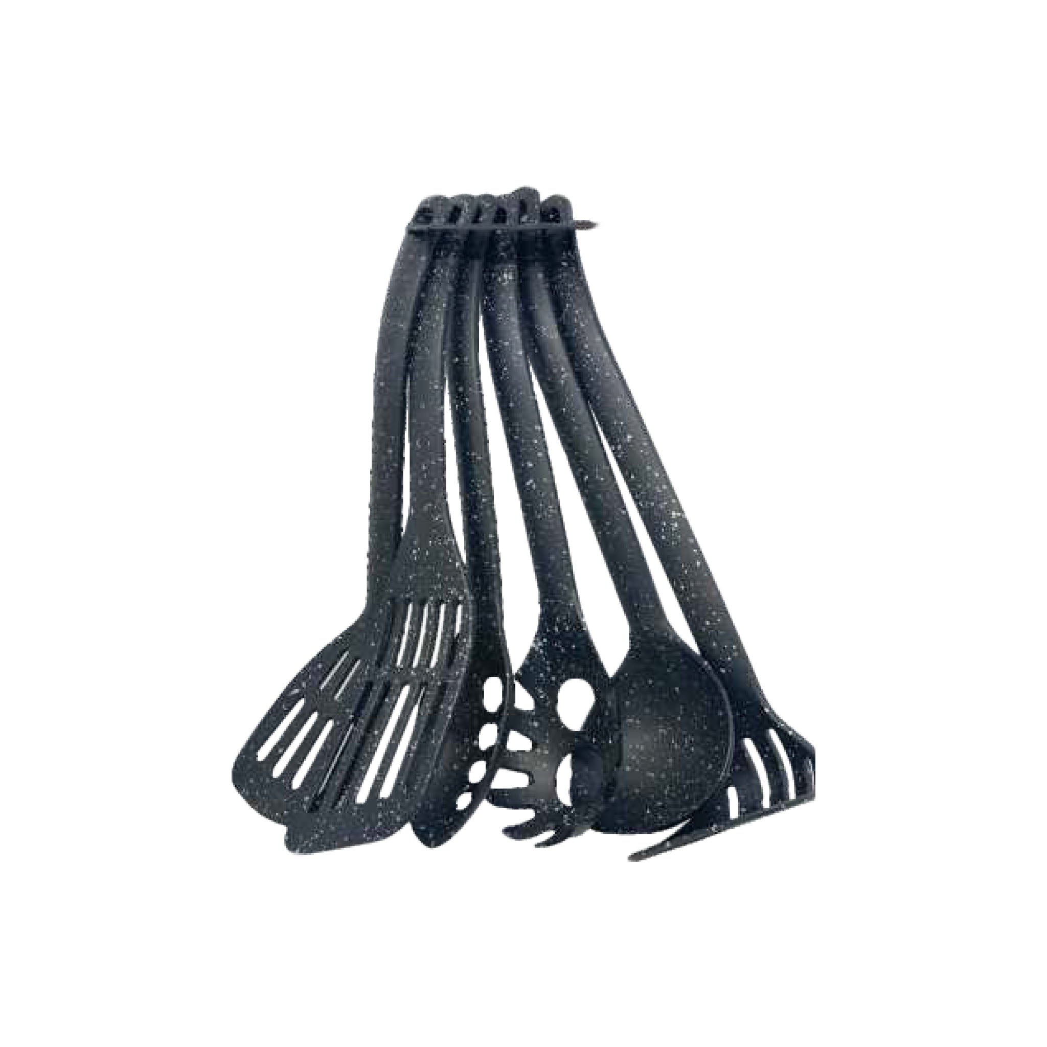 REGENT KITCHEN NYLON UTENSILS SPECKLED BLACK 6 PIECE SET, (320X110X96M
