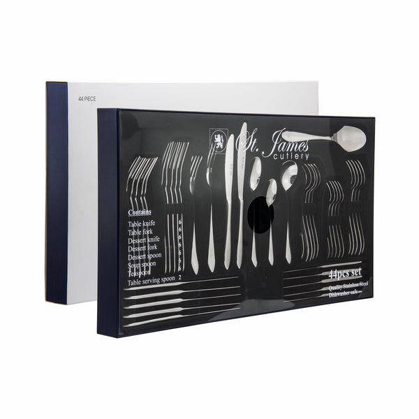 ST. JAMES CUTLERY KENSINGTON 44 PIECE SET IN CARDBOARD GIFT BOX