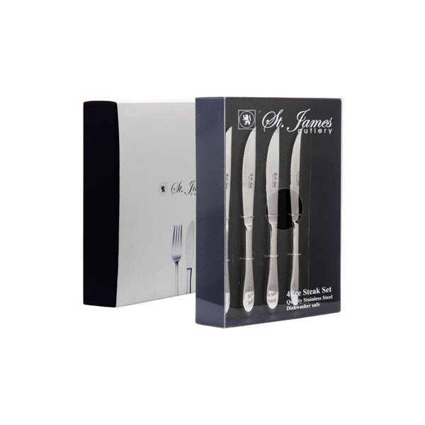 ST. JAMES CUTLERY KENSINGTON 4 PIECE STEAK KNIVES IN GIFT BOX