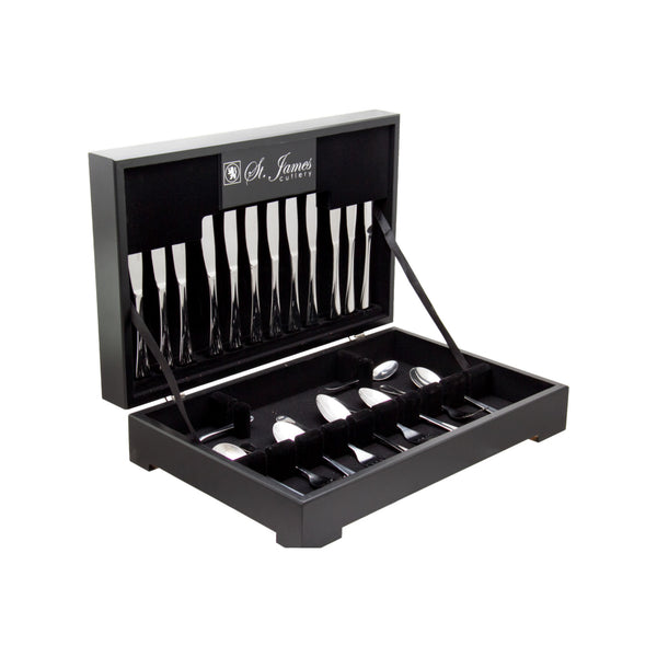 ST. JAMES CUTLERY OXFORD 88 PIECE SET IN WOODEN CANTEEN