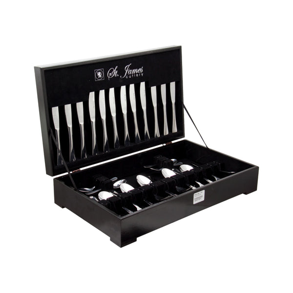 ST. JAMES CUTLERY OXFORD 112 PIECE SET IN WOODEN CANTEEN