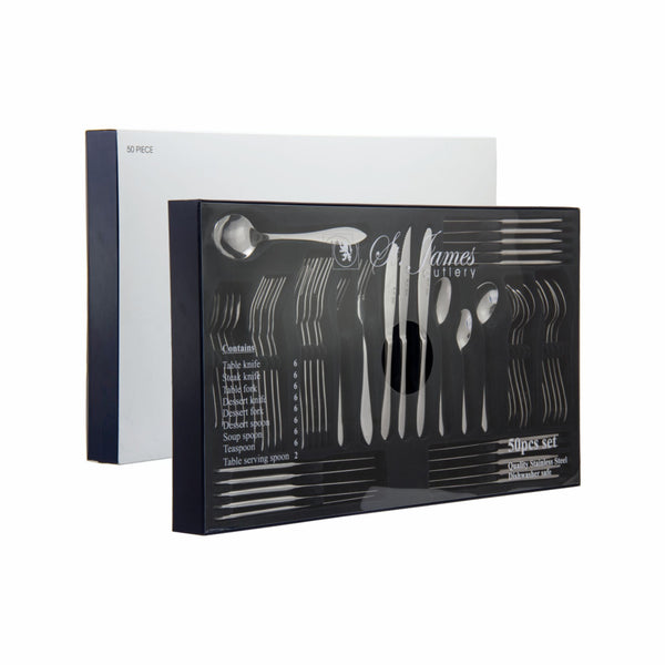 ST. JAMES CUTLERY KENSINGTON 50 PIECE SET IN CARDBOARD GIFT BOX