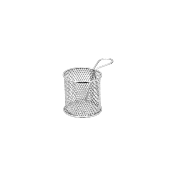 REGENT CHROME CHIP SERVER ROUND FRYER BASKET WITH HANDLE, (130/80MM DIAX80MM)