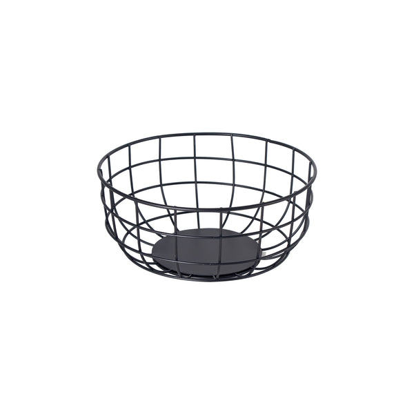 REGENT KITCHEN ROUND STEEL WIRE FRUIT BASKET POWDER COATED BLACK, (110X240MM DIA)