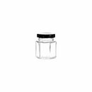 REGENT GLASS HEXAGONAL JAR WITH BLACK LID 6 PACK, 280ML (97X65X65MM)
