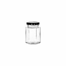 REGENT GLASS HEXAGONAL JAR WITH BLACK LID 12 PACK, 130ML (80X55X55MM)