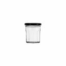 REGENT GLASS FACETED JAR WITH BLACK LID NORMAL BOTTOM 6 PACK, 200ML (82X70MM DIA)
