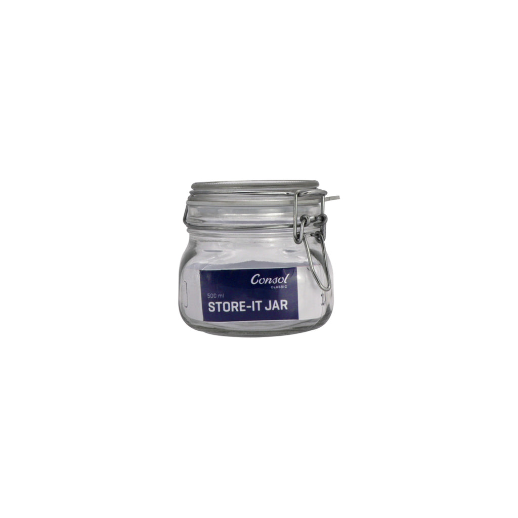 CONSOL STORE-IT JAR WITH CLIP TOP LID, 500ML (100X108X108MM)