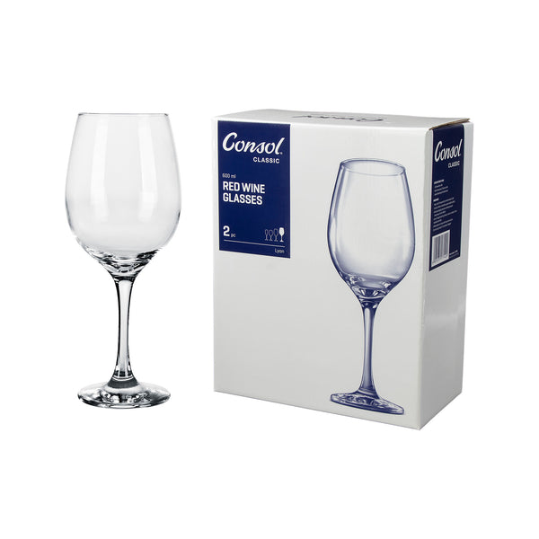 CONSOL LYON STEM RED WINE GLASS 2 PACK, (600ML)