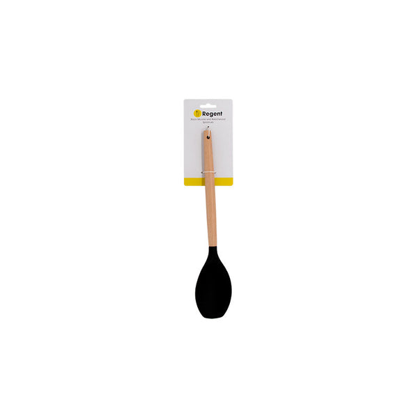 REGENT KITCHEN SPOONULA BLACK SILICONE AND BEECHWOOD, (330X70MM)