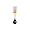REGENT KITCHEN SLOTTED SPOON BLACK SILICONE AND BEECH WOOD HANDLE, (340X70MM)