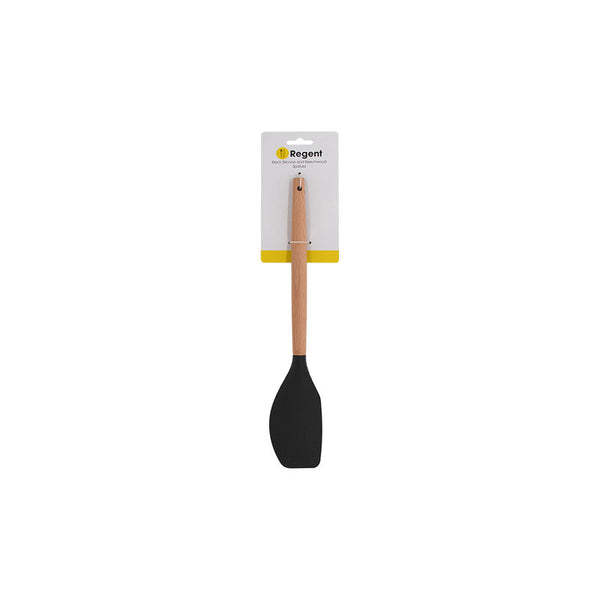REGENT KITCHEN SPATULA BLACK SILICONE AND OAKWOOD, (340X60MM)