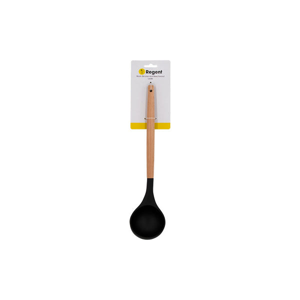 REGENT KITCHEN LADLE BLACK SILICONE AND BEECH WOOD HANDLE, (310X80X60MM)