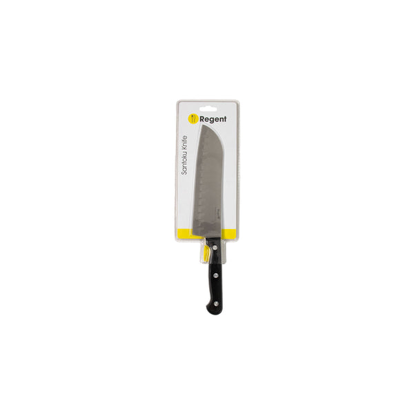 REGENT KITCHEN SANTOKU KNIFE WITH BLACK HANDLE AND RIVETS, (290MM)