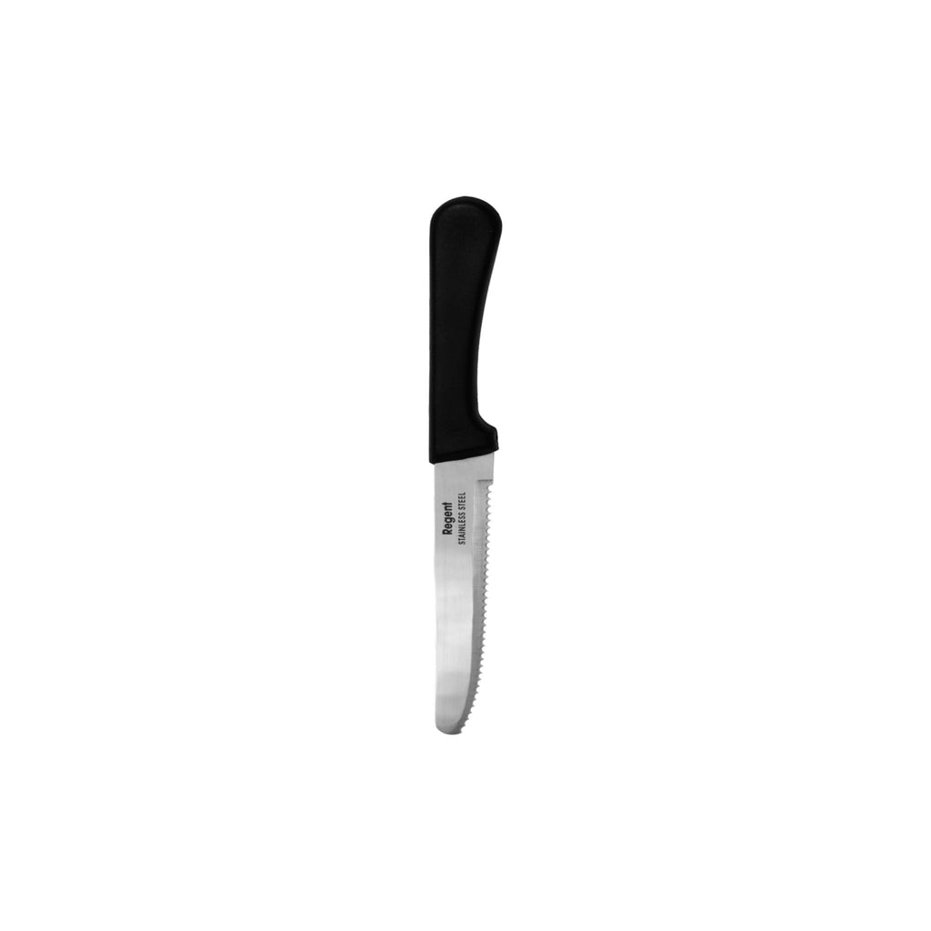 REGENT CUTLERY STEAK KNIFE WITH ROUND TIP WITH PP BLACK HANDLE, (16X10X200MM)