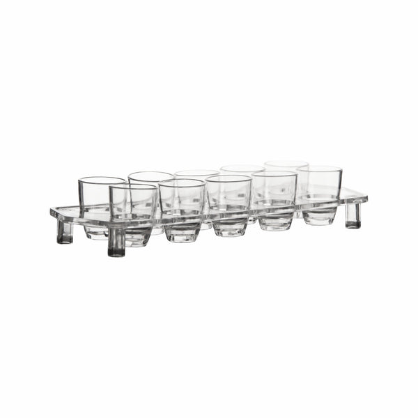 BAR BUTLER CLEAR PLASTIC SHOT GLASSES ON TRAY 10 PACK, 25ML (270X95X45MM)