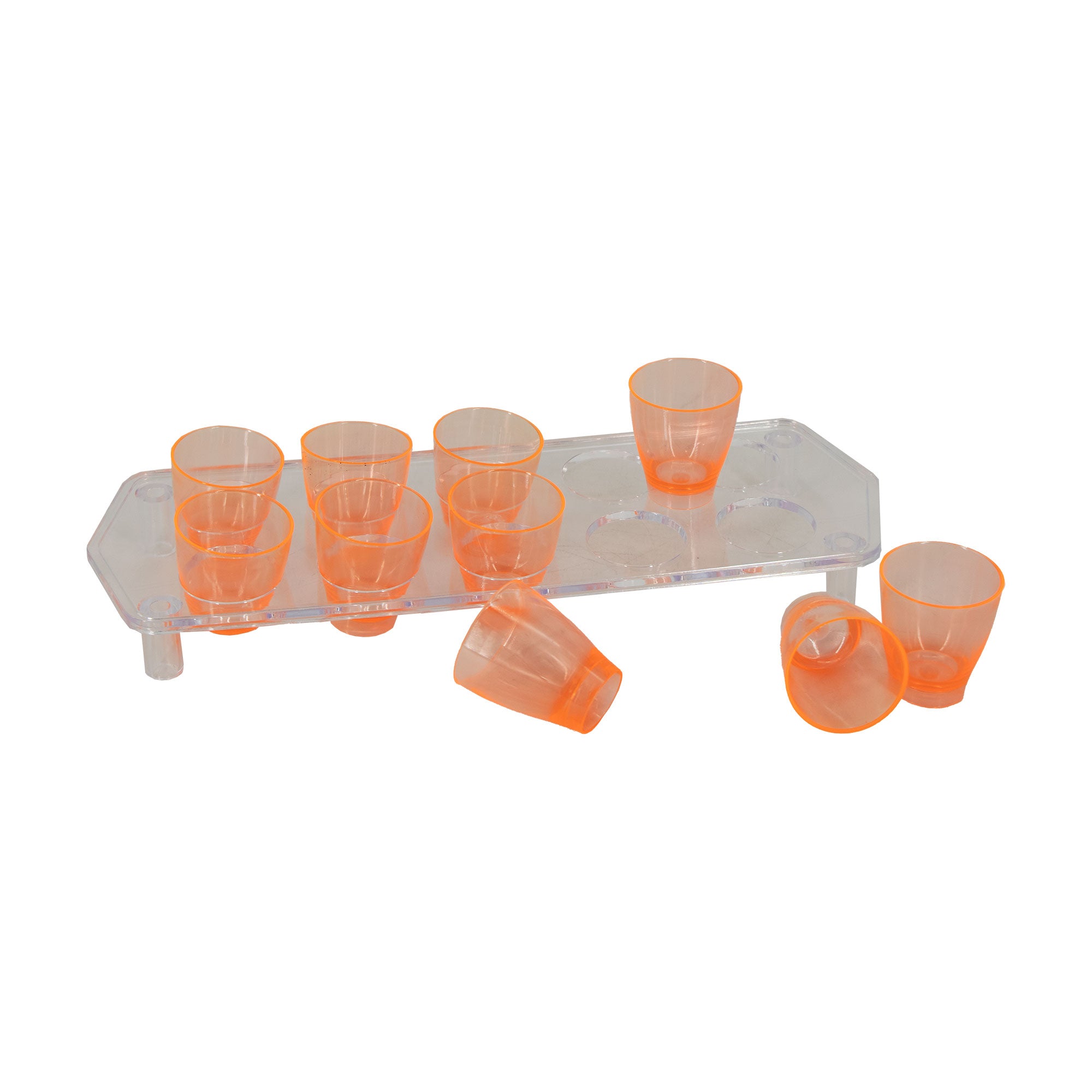 BAR BUTLER 10 COLOURED PLASTIC SHOT GLASSES 25ML ON A TRAY 11PCS SET, (1 COLOUR PER TRAY)