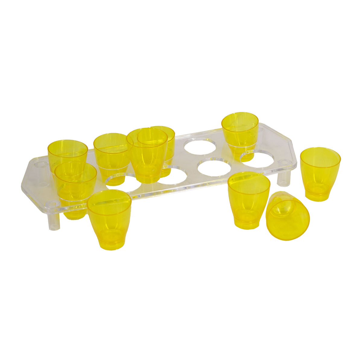 BAR BUTLER 10 COLOURED PLASTIC SHOT GLASSES 25ML ON A TRAY 11PCS SET, (1 COLOUR PER TRAY)