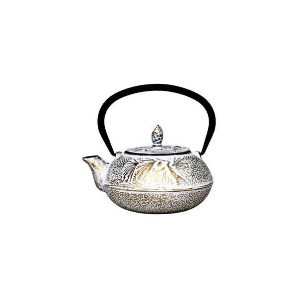 REGENT CAST IRON CHINESE TEAPOT WHITE AND GOLD, (500ML)