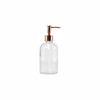 REGENT GLASS ROUND SOAP DISPENSER WITH ROSE GOLD PLASTIC PUMP, 500ML (190X75MM DIA)