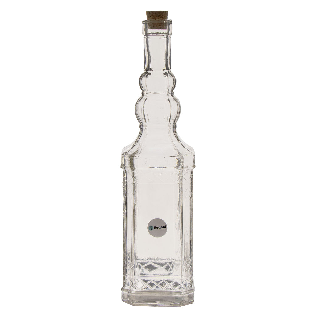REGENT GLASS VINTAGE STYLE CLASSIC EMBOSSED BOTTLE WITH CORK LID, 1LT (305X75X75MM)