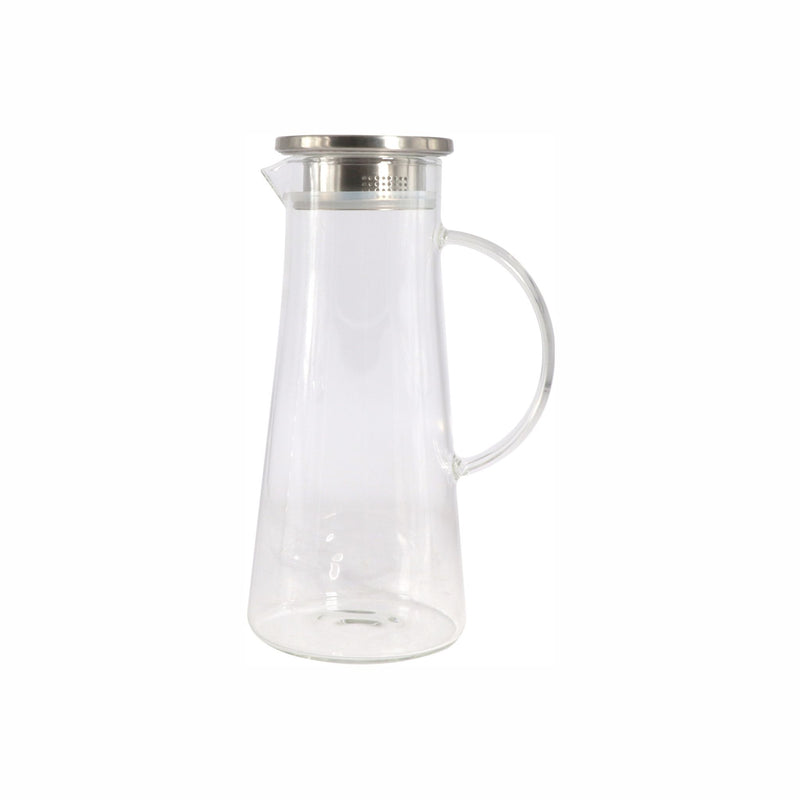 REGENT BOROSILICATE GLASS WATER JUG WITH HANDLE AND ST STEEL LID, 1.35LT (285X170X120MM DIA)