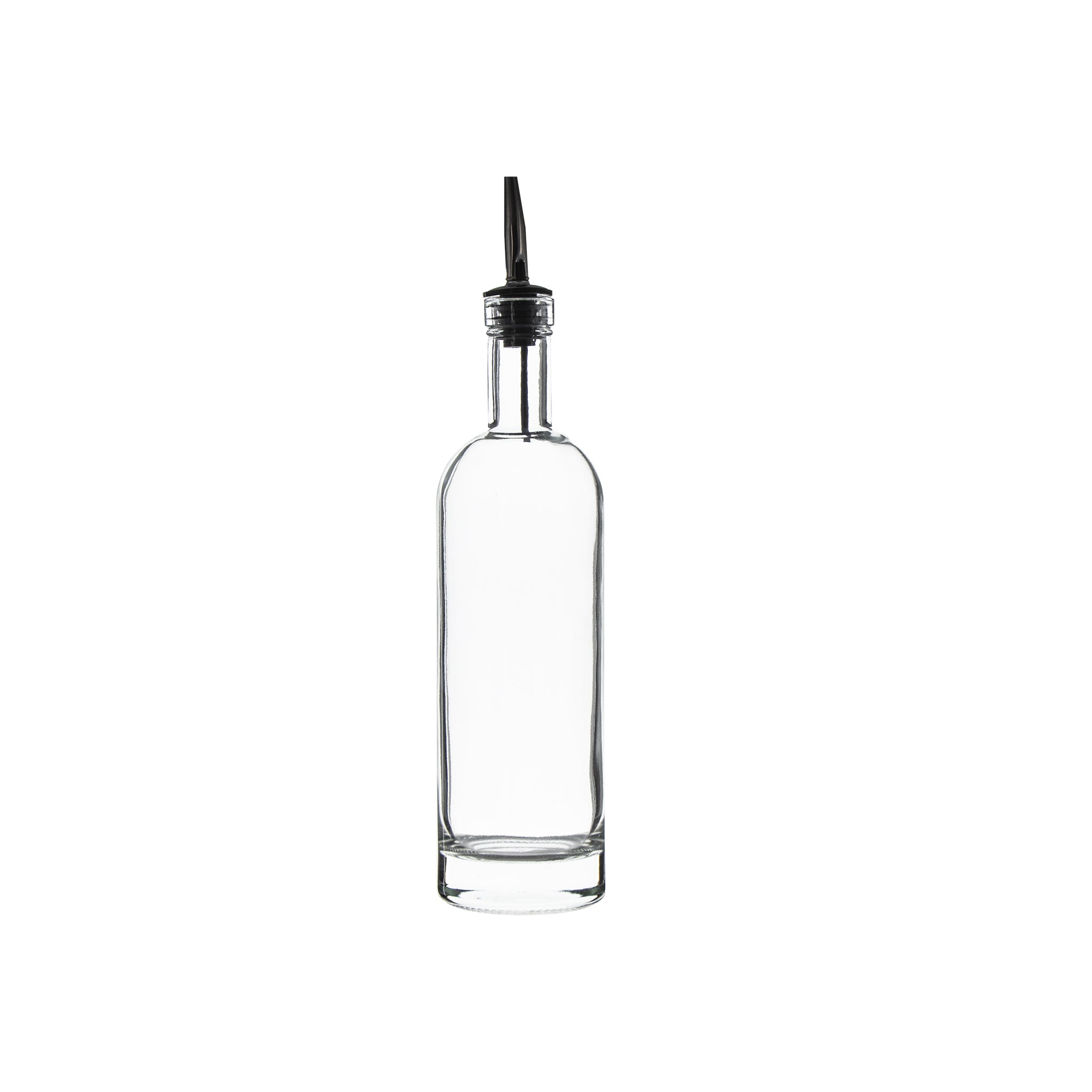 REGENT ROUND OIL/VINEGAR GLASS BOTTLE WITH HEAVY BASE AND POURER, 500M